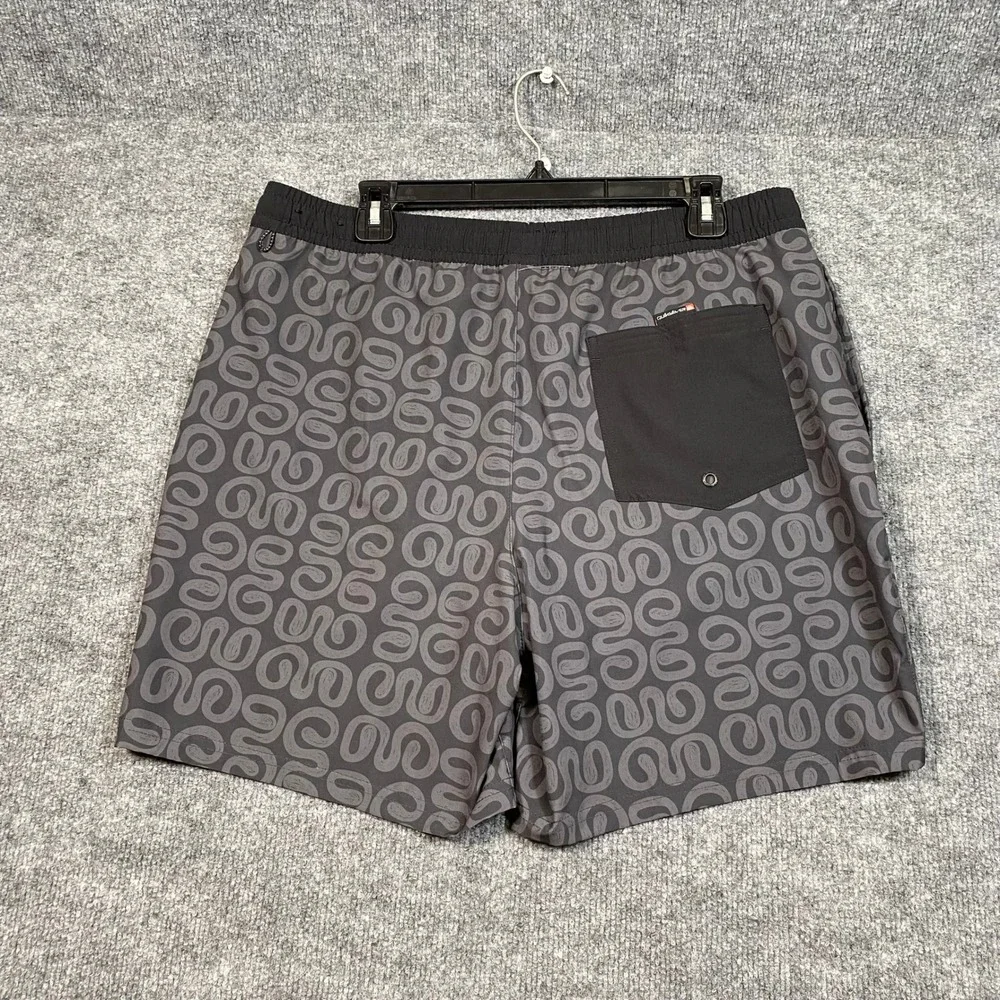 Quiksilver Mens Black Swirl Print Board Shorts Swim Trunks Size L QS001012
